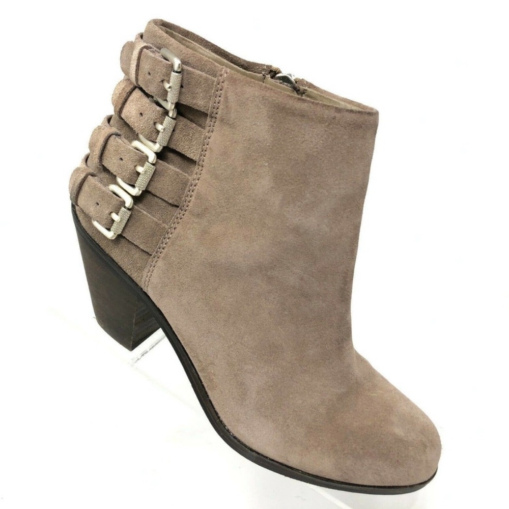Sam Edelman Lucca Tan Brown Suede Ankle Boots Strap & Buckles size